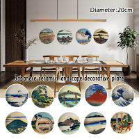 20ซม. ภูมิทัศน์ญี่ปุ่น Ukiyo-E Art แผ่นเซรามิคพร้อมฐาน Home Decor เครื่องประดับตกแต่งดอกไม้ Home Crafts