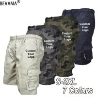 Mens Cargo Shorts Custom Your Logo Mens Multi-pockets Loose Work Shorts Military Oversized Short Pant Casual Male Summer Pant