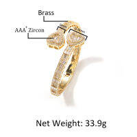 Bling King 6mm baguetteez Heart cuff กำไลข้อมือ Micro paved Bling Cubic Zirconia Luxury WRIST rapper HIPHOP เครื่องประดับ Punk กำไลข้อมือ