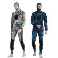 Diving Cargo Mens 5MM Wetsuit Camouflage 2ชิ้นชุด Spearfishing ตกปลา Camo Surfers กับ Chloroprene ฤดูหนาว Diver ชุด