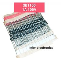 (10ตัว) SB1100 ,1A 100V  Schottky Diode ใช้แทน SRT14 SB170 SB180 SB190 ได้ ตัวถังDO-41