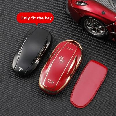 【cw】 Car for Tesla 3 Y X S 2020 2021 2022 Keychain Buttons Cover Holder Protector Accessories