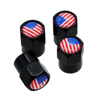 ♈♘┋ HAUSNN 4Pcs/Pack Car Accessories USA US America Flag Logo Car Wheel Tire Valve Caps for Ford Chevrolet GMC Chrysler Auto Styling