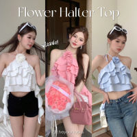 Theyourlooks  พร้อมส่ง Flower halter top เสื้อกุหลาบ คล้องคอ  (TYL569)