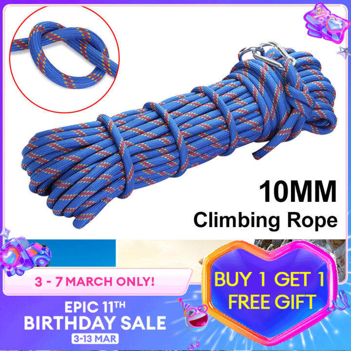 VIRWIR 10M/15M/20M/30M Climbing Rope 10mm / 2 Hooks 3KN Tensile Force