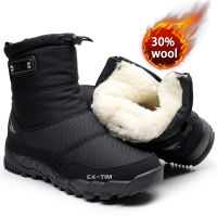 Snow boots Men Hiking Shoes waterproof winter boots With Fur winter shoes Non-slip Outdoor men boots platform thick plush warm