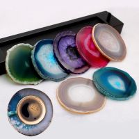 Coaster Polished Dyed Compact Stone Natural Agate Sliced Desktop Decor