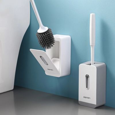 Silicone TPR Toilet Brush With Base No Dead Angle Cleaning Brush For Toilet Wall Mount Cleaning Tools Bathroom Accessories
