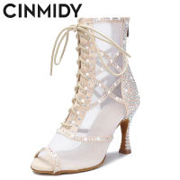 CINMIDY แฟชั่นรองเท้าเต้นรำเซ็กซี่ Stilettos รองเท้าส้นสูงผู้หญิงรองเท้าเต้นรำละตินสุภาพสตรีห้องบอลรูมเสาเต้นรำรองเท้า