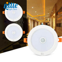 โคมไฟเพดานแบบฝัง18W 220V PIR Motion Sensor Downlight Voice Control LED Radar Sensor Circular Spotlight ไฟตกแต่ง *