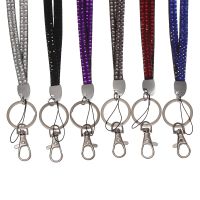 12 Warna Berlian Imitasi Bling Kristal Lanyard Badge ID Kartu Pemegang Tali Leher Gemerlapan Klip Ponsel Tali Gantung Alat Kantor