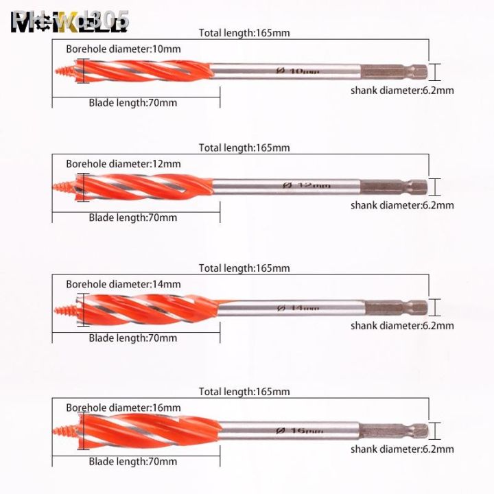 meikela-10-35mm-1-4-hex-shank-high-speed-steel-auger-drill-bits-160mm-four-slot-woodworking-tools-hole-opener-cutter