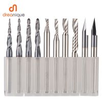 CNC Solid Carbide แกะสลักบิตกัดตัดไม้ชุด 3.175mm 6.35mm 6mm shank router bits สําหรับการแกะสลักเครื่องมือไม้