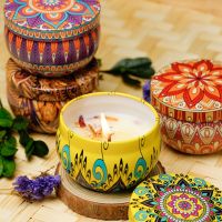 Soy wax tin set dry flower scented candles DIY wedding place sweet atmosphere smokeless candles