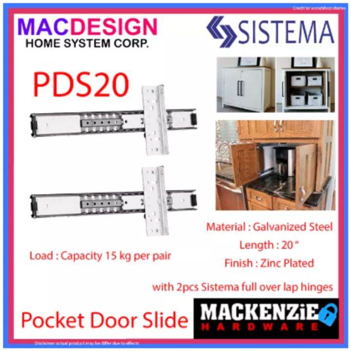 Sistema Pocket Door Slide set pair 2pcs and 2 pcs sistema full overlap