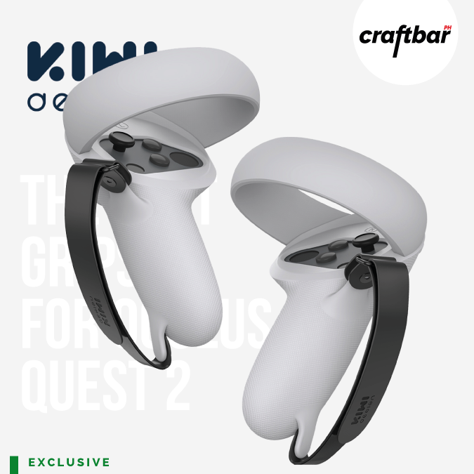 White Controller Grip Cover With Knuckle Strap by Kiwi Design for
