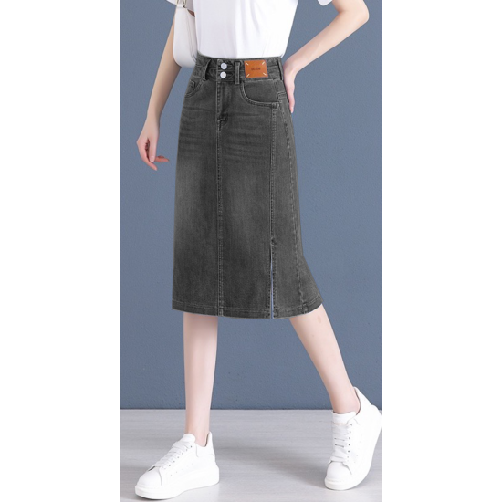 Chân váy jean gấp lai. Pencil skirt - 10S22DSKW001