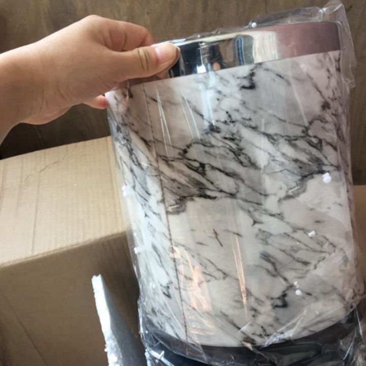 2x-marble-pattern-10l-trash-can-bin-buckets-diameter-23cm-height-27cm-waste-bins