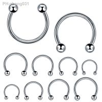 10pcs/lot Steel Trendy Nose Septum Hoop Lip Rings Circular Barbell Horseshoe Ear Tragus Helix Earrings For Unisex Jewelry