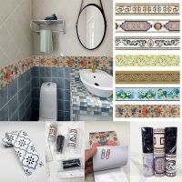 23 Styles Self-adhesive Waist Line Decorative Strip Bathroom Skirting Line Floor Tiles Waterproof Peel Stick Wall Sticker Bath