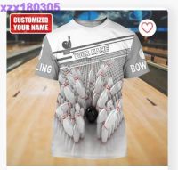 Personalized Name 3D All Over Printed Grey Bowling Shirt Men Women tshirt