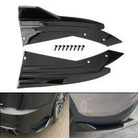 2Pcs Universal Gloss สีดำรถด้านหลังกันชนสปอยเลอร์ Canards Fins Anti-Crash Diffuser Lip Wrap Angle Splitter Protector Guard ชุด