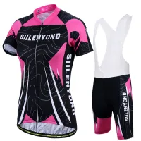 SIILENYOND Women Cycling Jersey Set Anti-UV Sportswear Bicycle Cycling Clothing Suits for Summer Cycling