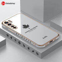 สำหรับ Oppo A91 F15 Reno3,แฟชั่น INS 6D Electroplated Bling สาวคู่ตรงด้านข้าง Maple Leaf เคสโทรศัพท์ TPU นุ่มสำหรับ OPPO A91 / F15 / Reno 3