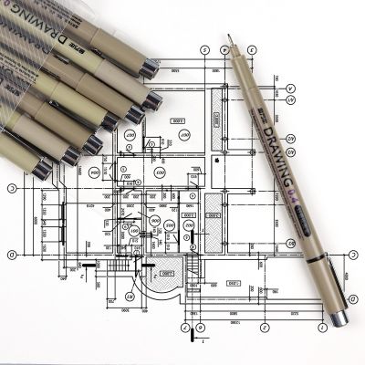 8pcs/set KNOW Brush Drawing Pen Needle drawing Pen Lot 0.05 0.1 0.2 0.3 0.4 0.5 0.7 0.8 Brush Art Markers Black School Supplies
