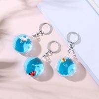 Cute Whale Key Chain For Car Keys Creative Turtle Dolphin Animal Kawaii Keychain Round Crystal Pendant Keyring For Women Gift