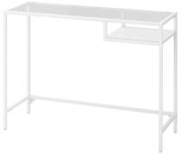 VITTSJÖ Laptop table, white/glass 100x36 cm (วิทท์เชอ โต๊ะแล็ปท็อป, ขาว/แก้ว 100x36 ซม.)