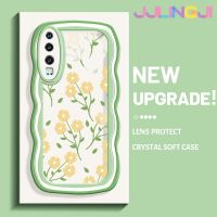 Jjlingji เคสสำหรับ Huawei P30 P30 Pro P30 Lite แฟชั่นดอกไม้สดดีไซน์ใหม่ครีมกันกระแทกแบบใสนิ่มขอบคลื่นโปร่งใสลายกล้องถ่ายรูปเคสมือถือกรอบป้องกันอย่างเรียบง่าย