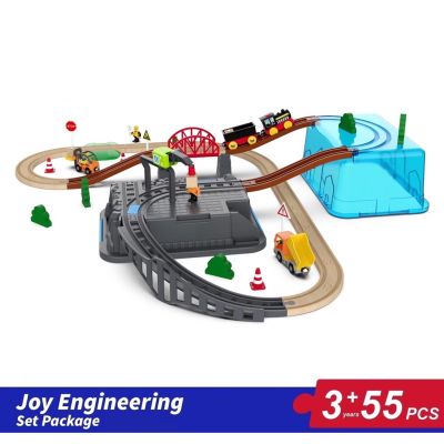 ของเล่นไม้เสริมพัฒนาการเด็ก รถรางไม้มีจิ๊กซอ 55ชึ้น ชุดJoy Engineering  ของเล่นไม้สวนจำลองทั้งเมือง