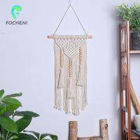 Focheni Macrame การตกแต่งแบบแขวนผนังเครื่องตกแต่งฝาผนัง Boho สีขาวสำหรับเตียงหอพักแต่งงาน