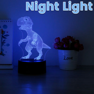 ไฟกลางคืนไดโนเสาร์3D W/7เปลี่ยนสีได้ไฟ2โหมดสวิตช์สัมผัส3D ภาพลวงตา LED ไฟไดโนเสาร์3D ไดโนเสาร์ไดโนเสาร์ไดโนเสาร์ไฟกลางคืน LED โคมไฟ LED ตั้งโต๊ะ
