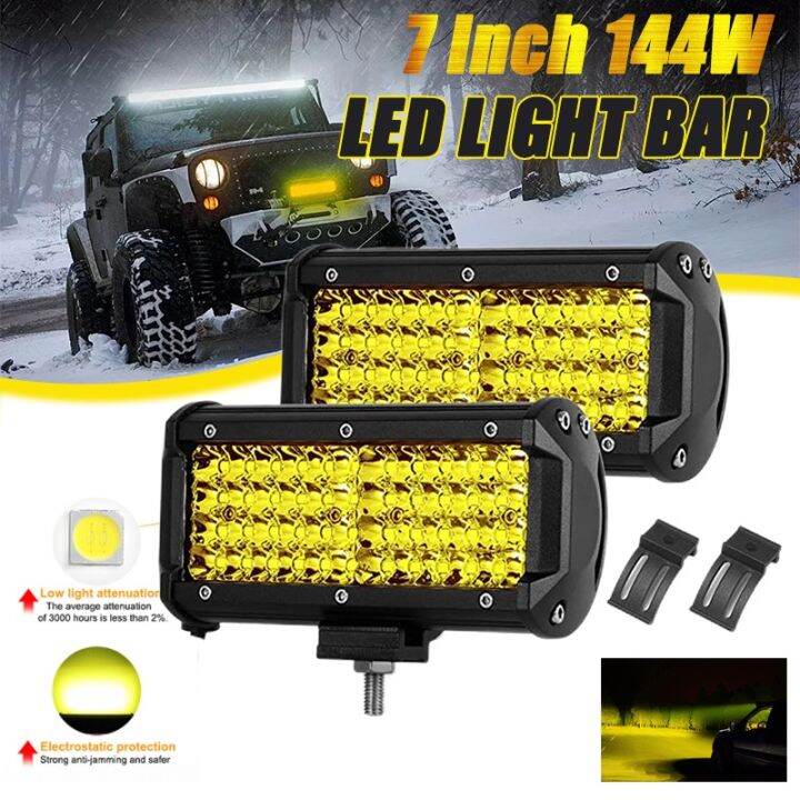 7 Inch Offroad Yellow LED Bar 12V 24V Yellow LED Light Bar for Truck