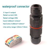 IP68 Electrical Waterproof Connector Wire Cable 2/3Pin Outdoor Plug Straight Quick Push in Terminal block Conductor Connector Electrical Connectors