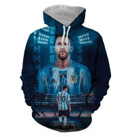 3D HOODIE-  2023 new design- 2023 Qatar World Cup champion: three stars Argentina national team&amp;Messi Jersey short sleeved sweater 126