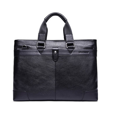 Mens Cowhide Genuine Leather Handbag Business Messenger Bag