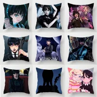 American Popular Movie TV Wednesday Addams Pillow Cover Addams Family Waist Pillowcases Home Decor Sofa Car Throw Cushion Covers