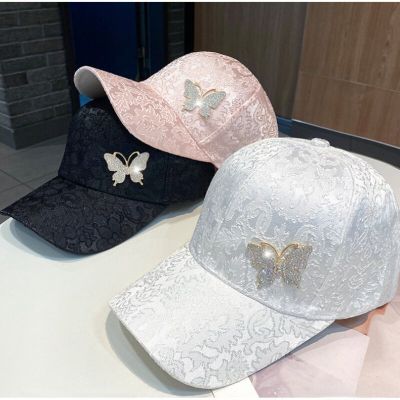 [2023] หมวกเบสบอลสำหรับผู้หญิงหมวกแฟชั่นสแนปแบ็กดีไซเนอร์ผีเสื้อหมวกแก๊ปมียอดแหลม Gorras หมวกหมวกกันแดดฮิปฮอป