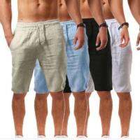 Men Drawstring Casual Linen Beach Shorts Work Trouser Shorts Pants Quick Dry Breathable Swim Shorts Trunks Oversized S-5XL