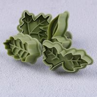 4 Pcs/set 4 Kinds Of Leaf Shape Plastic Cookie Cutters Cake Biscuit Mold Spring Plunger Baking Pastry Tool Kitchen Accessories Bread Cake  Cookie Acce