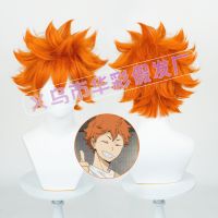 Anime Haikyuu Karasuno High School Volleyball Club Shoyo Hinata Orange Color Cosplay Wig Role Play Ponytails 20Cm