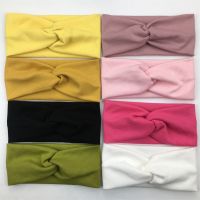 【YF】 Wide Knot Baby Headband Soft Elastic Cotton Girl Headbands Solid Color Kids Knit Hair Bands Girls Accessories