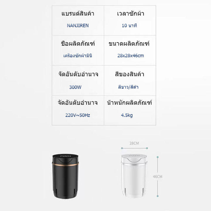 nanjirenเครื่องซักผ้าขนาดเล็ก-4-5-กก-ชุดชั้นใน-ถุงเท้า-ฟังค์ชั่น-2-in-1-เครื่องซักผ้าและอบผ้า-ประหยัดน้ำ-ประหยัดไฟ-ต้านแบคทีเรียแสงสีฟ้า-เครื่องขัดรองเท้ามินิ-เครื่องซักผ้าถังเดียว-ซักผ้ารองเท้า-เครื่