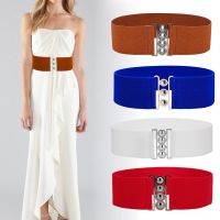 Waist Belt Wide Beads Elastic Band Waistband fashion Female Black Free Size Grommet Belts For Pants Dresses Buckle-Free Belt