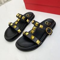 【high quality】original Valentinoˉ Slippers womens hot summer wear flat-bottom fashion wild seaside flat-bottom rivets beach slippers soft-soled sandals summer new style womens shoes slippers for women slides outside wear sandals for women