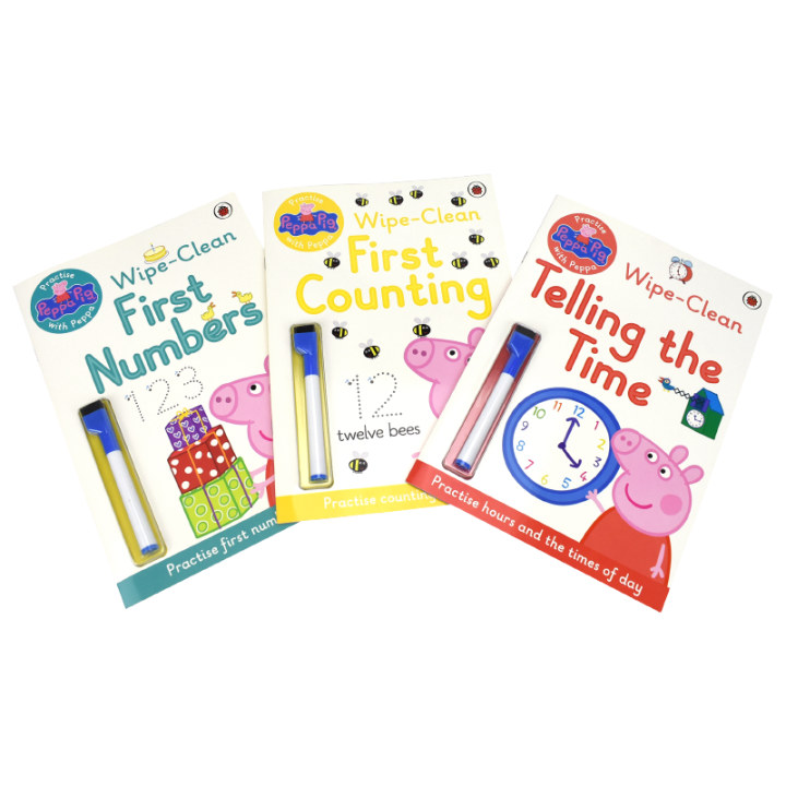 Practice with peppa wipe clean math collection Peppa Pig writes a three