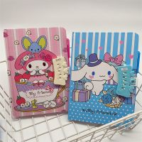 Youmylove Book Kawaii Sanrio Cinnamoroll สมุดบันทึก Kuromi My Melody 1ชิ้นเครื่องเขียนนักเรียนกุญแจแบบรหัสเส้นแนวนอนสมุดบันทึกไดอารี่ A5